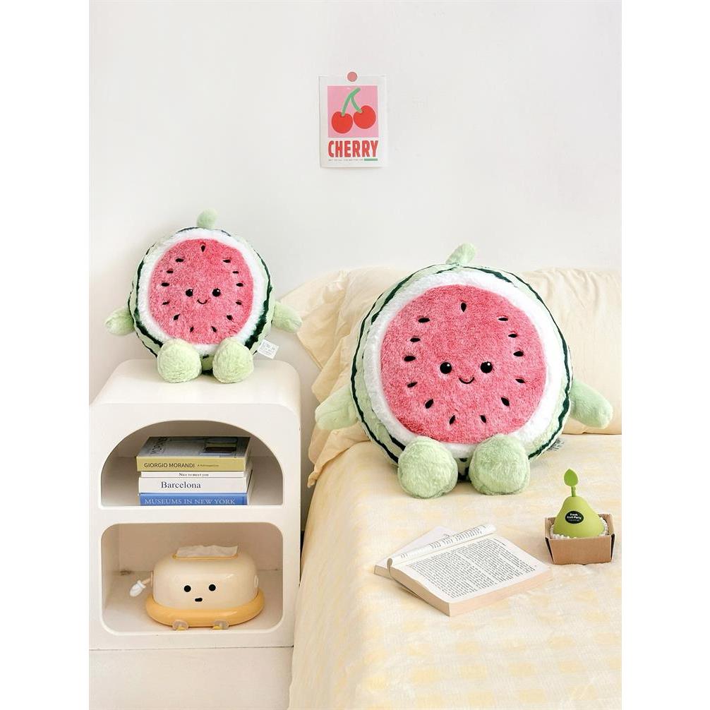 Gấu bông Dưa Hấu chạy bộ dễ thương, Thú nhồi bông hoa quả dưa hấu mặt vui vẻ chất liệu lông thỏ mềm mại