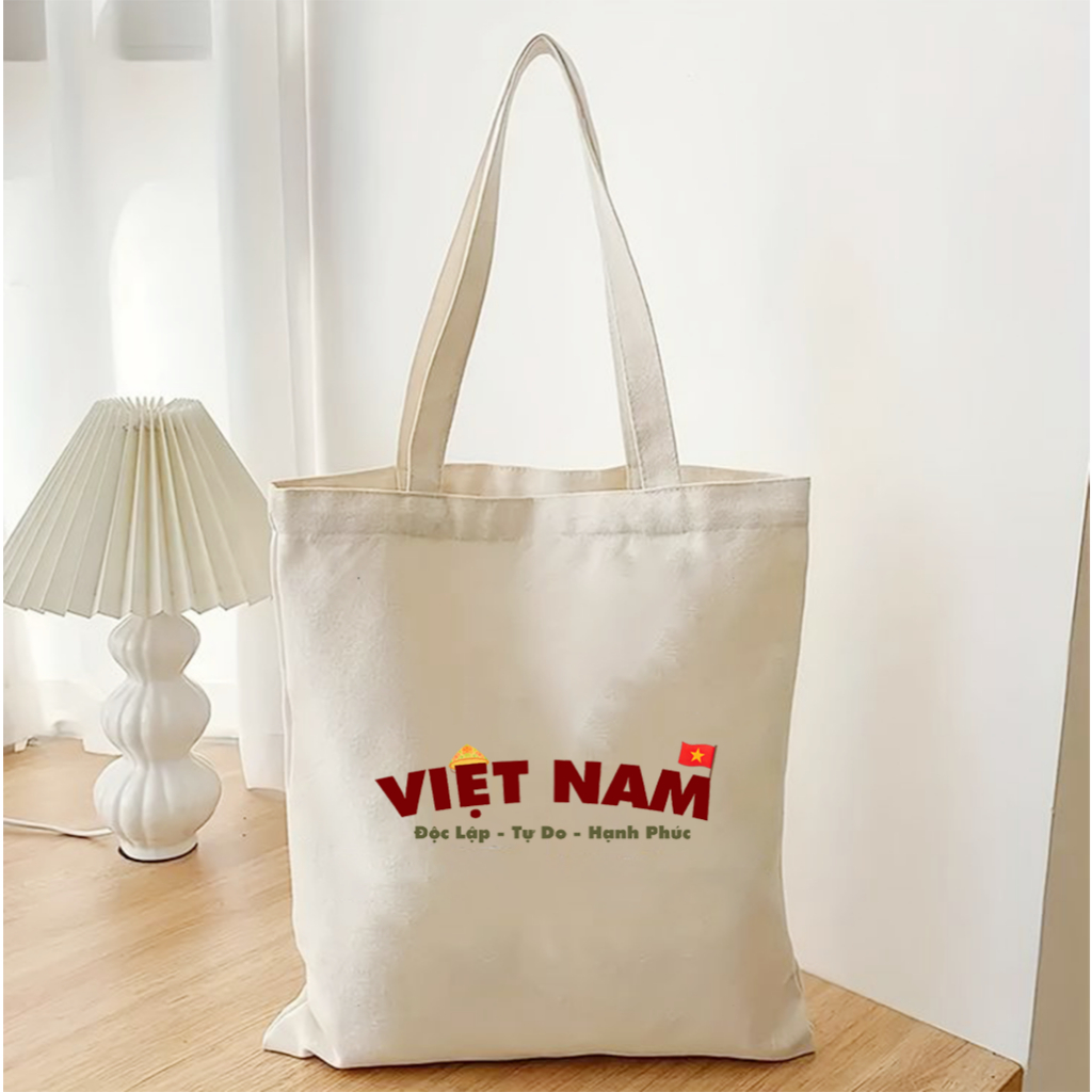 Túi tote Việt Nam Độc Lập Tự Do - túi vải canvas đeo vai 35*40 cm đi học đi chơi du lịch đựng vừa laptop 14inch tota0224