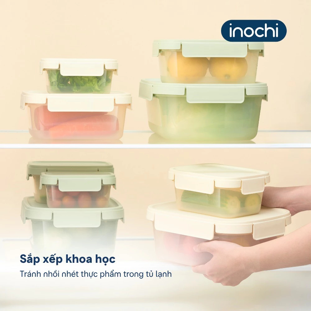 Bộ 3 hộp thực phẩm NẮP GÀI Hokkaido từ nhựa nguyên sinh kháng khuẩn, khử mùi, màu pastel xinh xắn