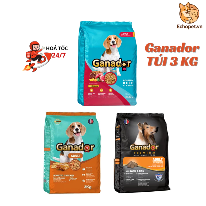 Hạt Ganador 3Kg Cho Chó Trưởng Thành, Thức ăn cho chó, Hạt cho chó