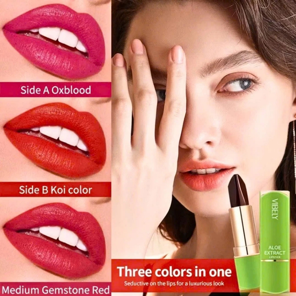 VIBELY Son dưỡng môi nha đam 3 in1 dưỡng ẩm, lâu trôi, khử thâm môi, son dưỡng môi 3 trong 1