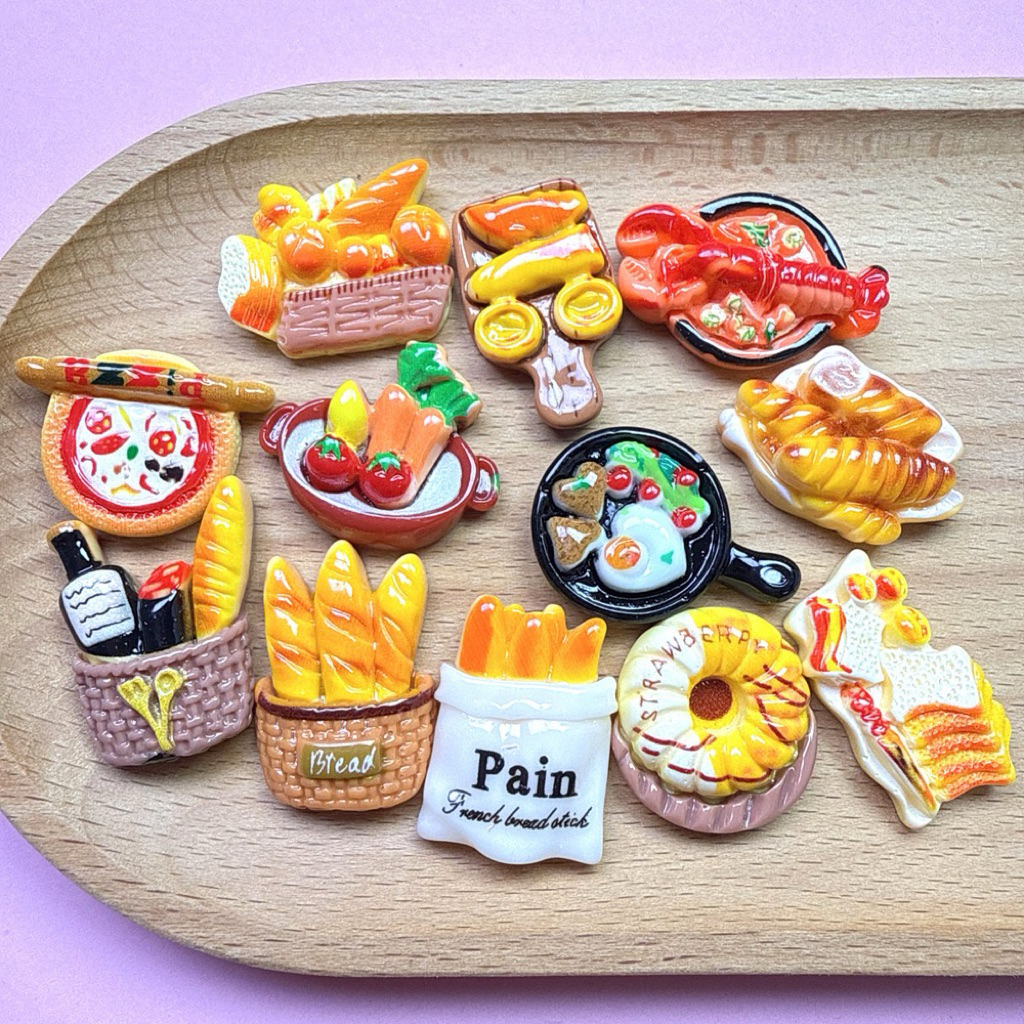 Set 10 Charm Sticker Mô Hình Đồ Ăn Gắn Dép Cross, Dép Sục, Dép Xốp đã gắn sẵn đế