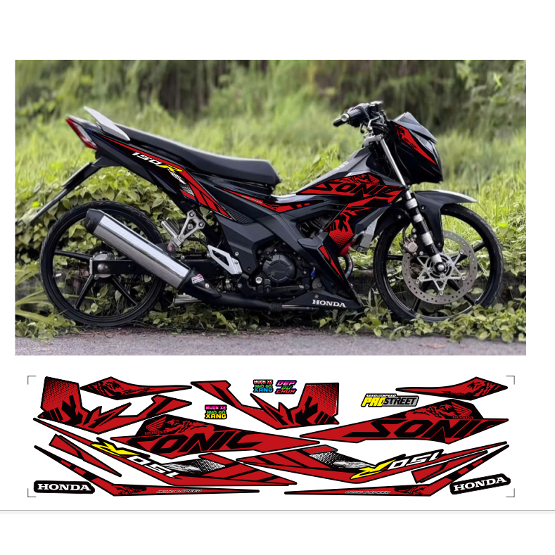 Tem rời SONIC 150R  cao cấp chất liêu in 3 lớp chống nước không phai màu.