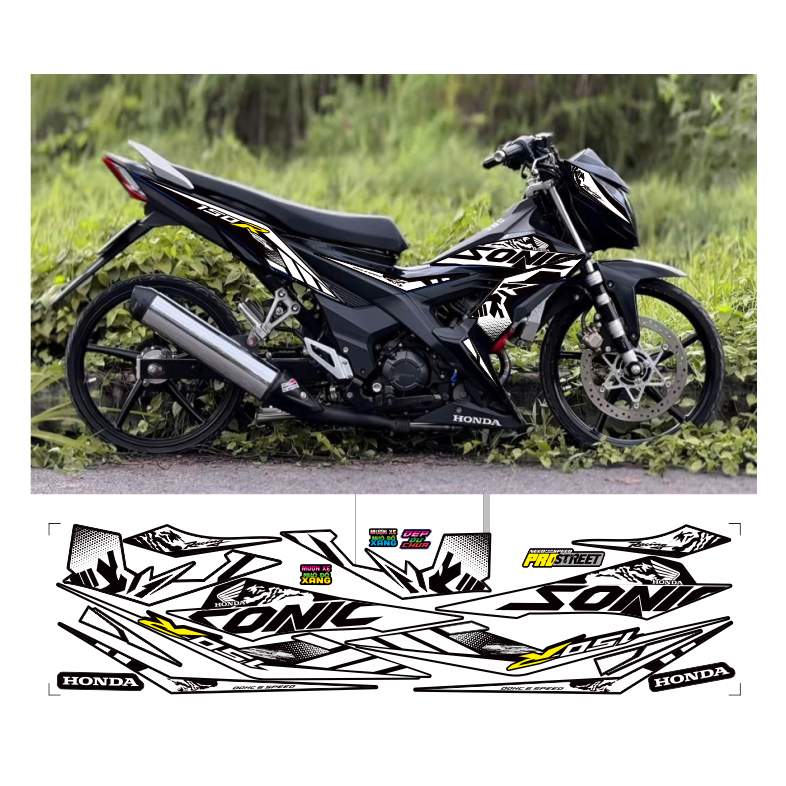 Tem rời SONIC 150R  cao cấp chất liêu in 3 lớp chống nước không phai màu.