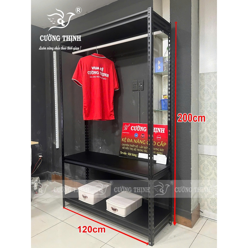 Kệ v gài Vinatech, Kệ decor treo quần áo, Cao 2m x dài 1m x rộng 40cm, Tải trọng 120kg/tầng, Mâm thép | BigBuy360 - bigbuy360.vn