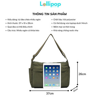 Túi Uni 2025 BASIC DAILY Đeo Chéo Nhiều Ngăn Đựng Laptop 14inch LOLLIPOP BAGS Túi Phao Đeo Vai Công Sở Chống Nước