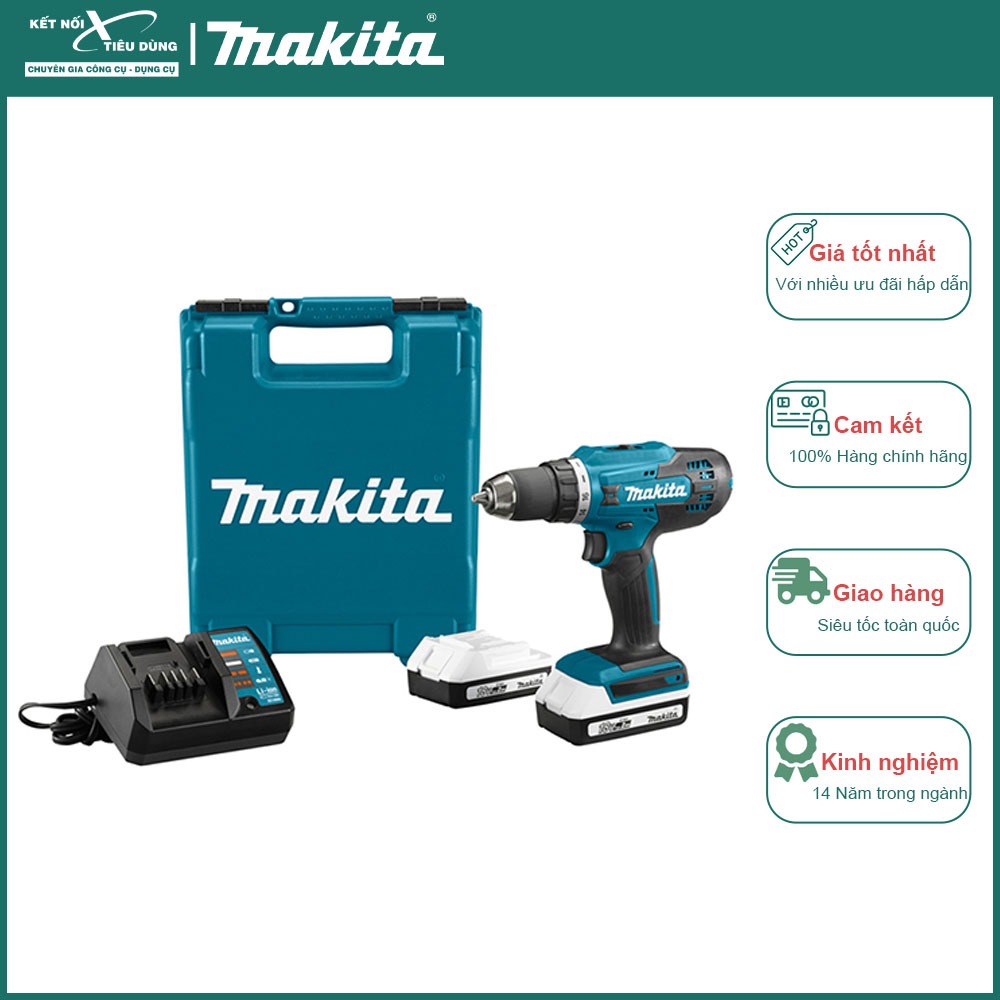 Máy khoan vặn vít dùng pin 18V Makita DF488D | Bảo hành 12 tháng | Kết ...
