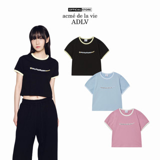 Áo Thun nữ ADLV Snake Initial Ringer dáng crop màu đen/xanh da trời/hồng nhạt - Hàng chính hãng