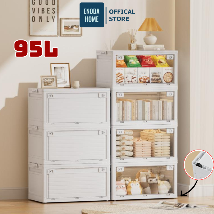 Thùng Đựng Đồ Đa Năng Gấp Gọn ENODA HOME, Hộp Nhựa Đựng Quần Áo, Đồ Chơi, Sách Vở, Kích Thước Lớn, Có Bánh Xe Q420