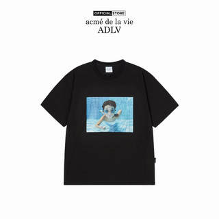 Áo Thun ADLV Baby Face Diving Boy Sleeve dáng oversized màu đen - Hàng chính hãng
