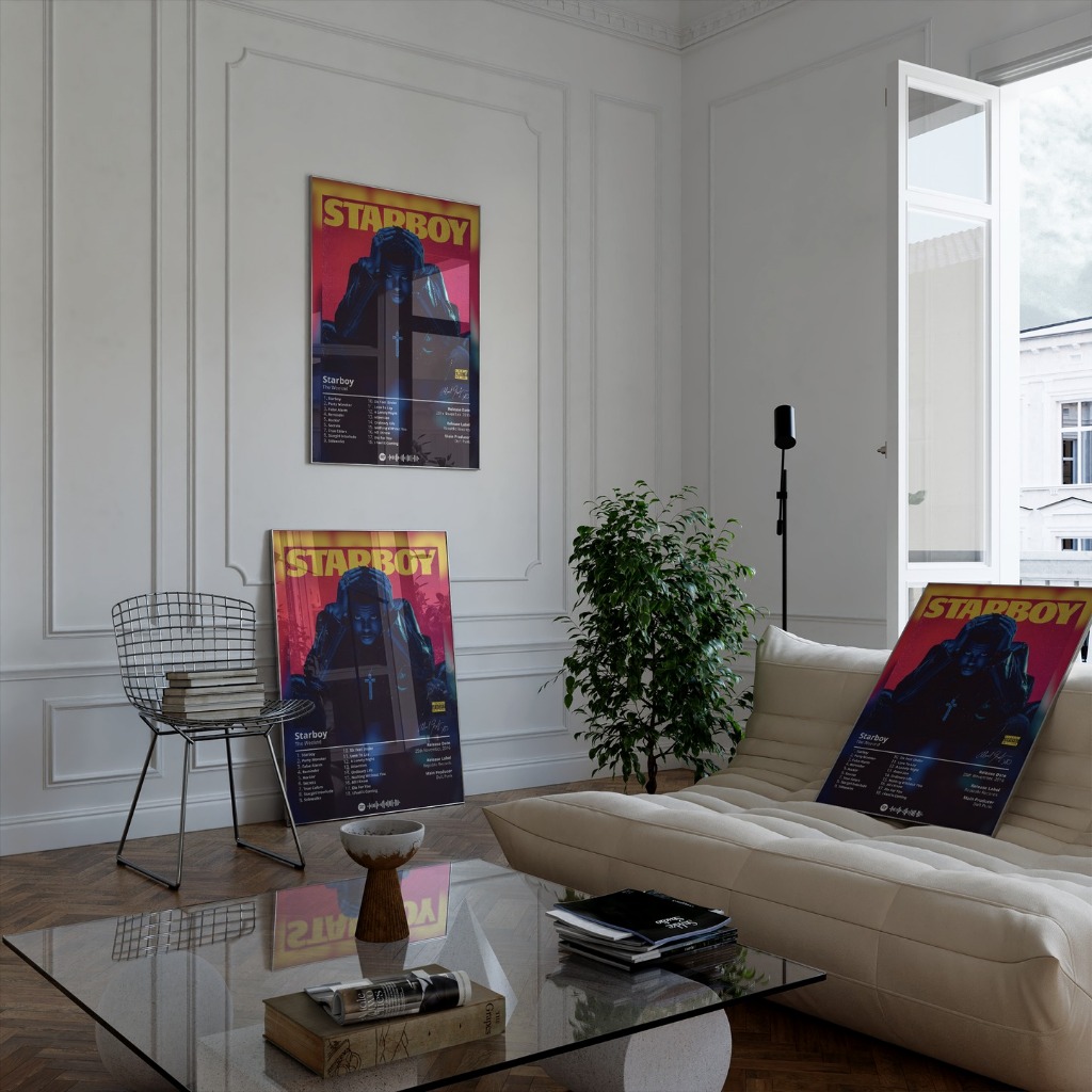Poster Album Âm Nhạc của The Weeknd Có Khung Tráng Gương Treo Tường Decor Phòng Khách Phòng Ngủ Không Gian Làm Việc