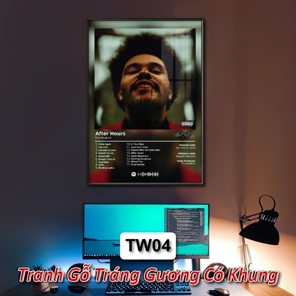 Poster Album Âm Nhạc của The Weeknd Có Khung Tráng Gương Treo Tường Decor Phòng Khách Phòng Ngủ Không Gian Làm Việc