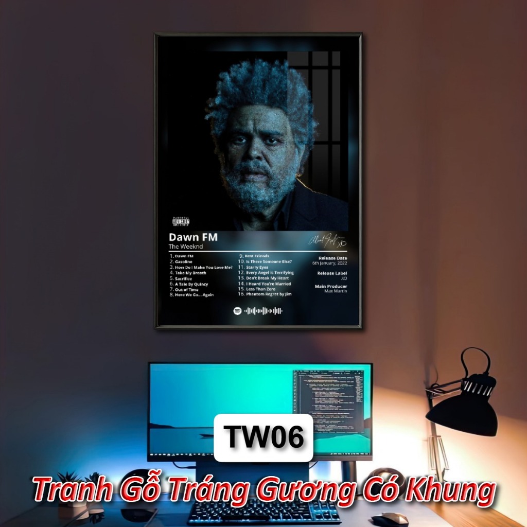 Poster Album Âm Nhạc của The Weeknd Có Khung Tráng Gương Treo Tường Decor Phòng Khách Phòng Ngủ Không Gian Làm Việc
