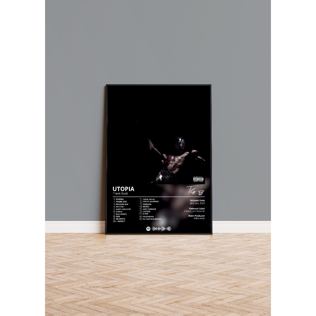 Poster Album Âm Nhạc của Travis Scott Có Khung Tráng Gương Treo Tường Decor Phòng Khách Phòng Ngủ Không Gian Làm Việc
