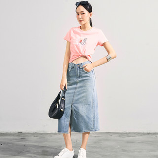 Áo Thun Nữ JP Fashion Ngắn Tay Cổ Tròn Basic, Màu Hồng Dễ Thương, In Chữ Cá Tính 10211942
