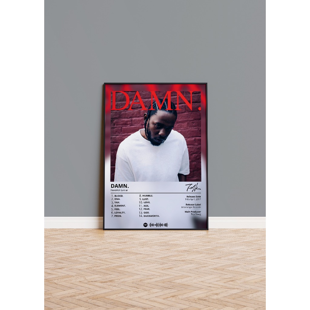 Poster Album Âm Nhạc của Kendrick Lamar Có Khung Tráng Gương Treo Tường Decor Phòng Khách Phòng Ngủ Không Gian Làm Việc