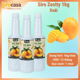 1kg Zestty - Siro Xoài – Syrup Mango – Nguyên Liệu Pha Chế Trà, Mocktail, Sốt Tráng Miệng