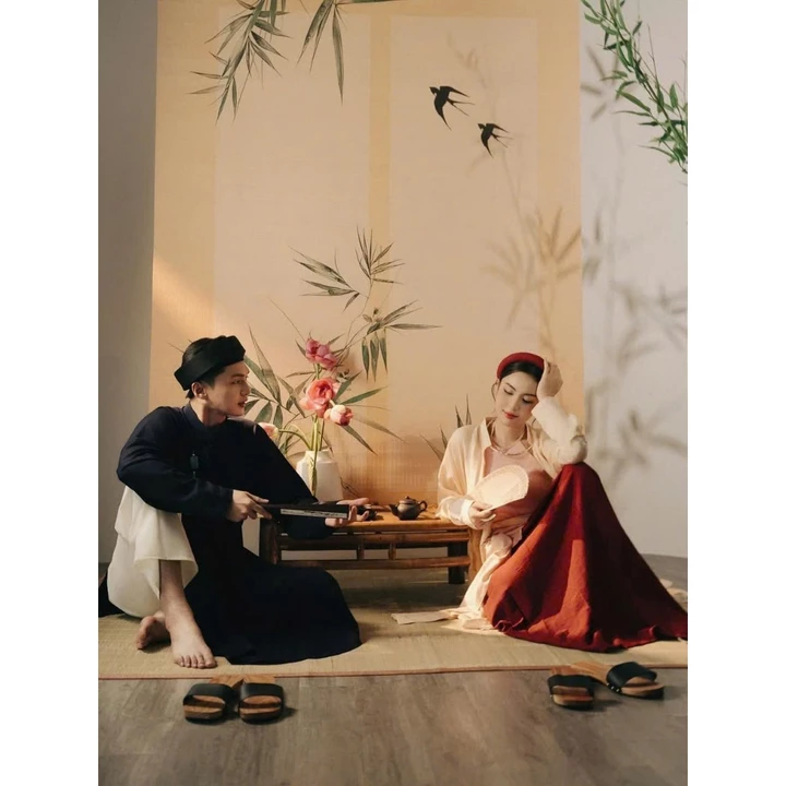 Áo tứ thân xưa kết với ngũ thân tay chẽn dành studio 2025| Việt Phục Hương Giang