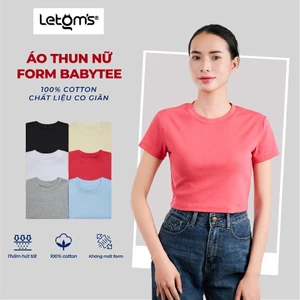 Áo Babytee Nữ Rip Cotton LeTom's, Form Ôm, Cotton Co Giãn, Nhiều Màu Basic, Không Bai Nhão