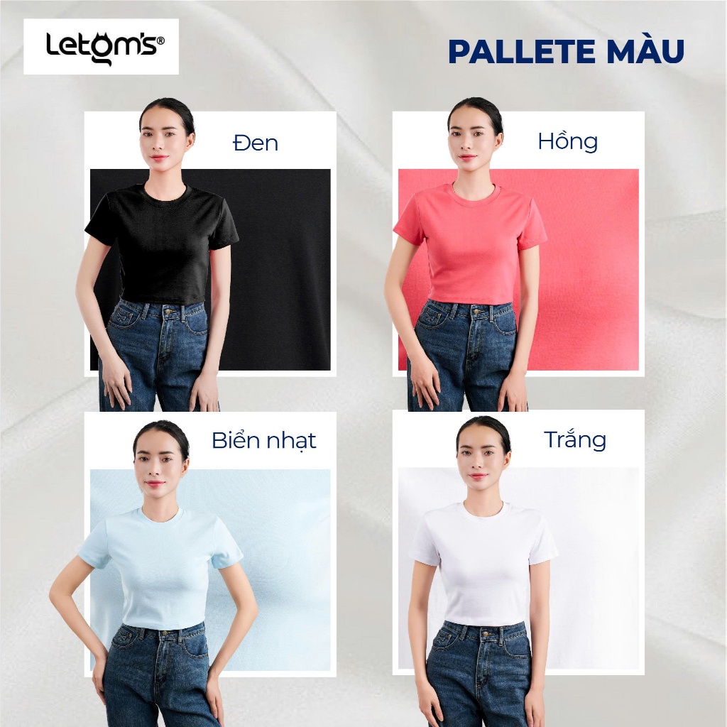 Áo Babytee Nữ Rip Cotton LeTom's, Form Ôm, Cotton Co Giãn, Nhiều Màu Basic, Không Bai Nhão
