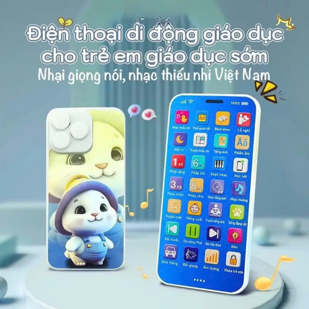 [Tiếng Việt] Điện Thoại Đồ Chơi Trẻ Em Bài Hát Thiếu Nhi Việt Nam Nhạc Ru Ngủ Đèn Led nhạc vui nhộn
