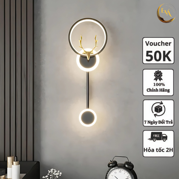 Đèn gắn tường LED Eva C03 3 chế độ ánh sáng sừng hươu D200*H670mm bảo hành 24 tháng