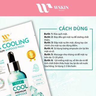 WSKIN Mặt nạ rau má cao cấp giảm nhiệt ngừa mụn - Cica Cooling Premium Ampoule Mask