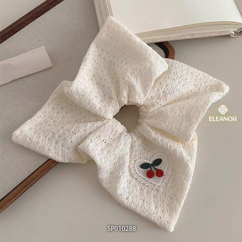 Dây buộc tóc nữ scrunchies Eleanor Accessories thêu hình quả cherry cột tóc phụ kiện tóc 10288