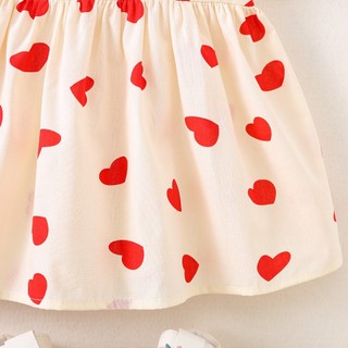Váy bé gái thô cotton cổ vuông họa tiết trái tim 6th-2 tuổi D1157 Bí Ngô Nhỏ