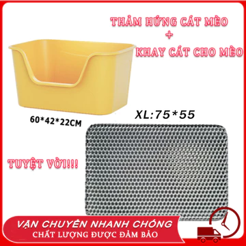 ✅[FREESHIP]✅Thảm hứng cát mèo+Khay Cát Mèo Mẫu Mới Thảm chống văng cát cho nhà vệ sinh khay chậu cát mèo