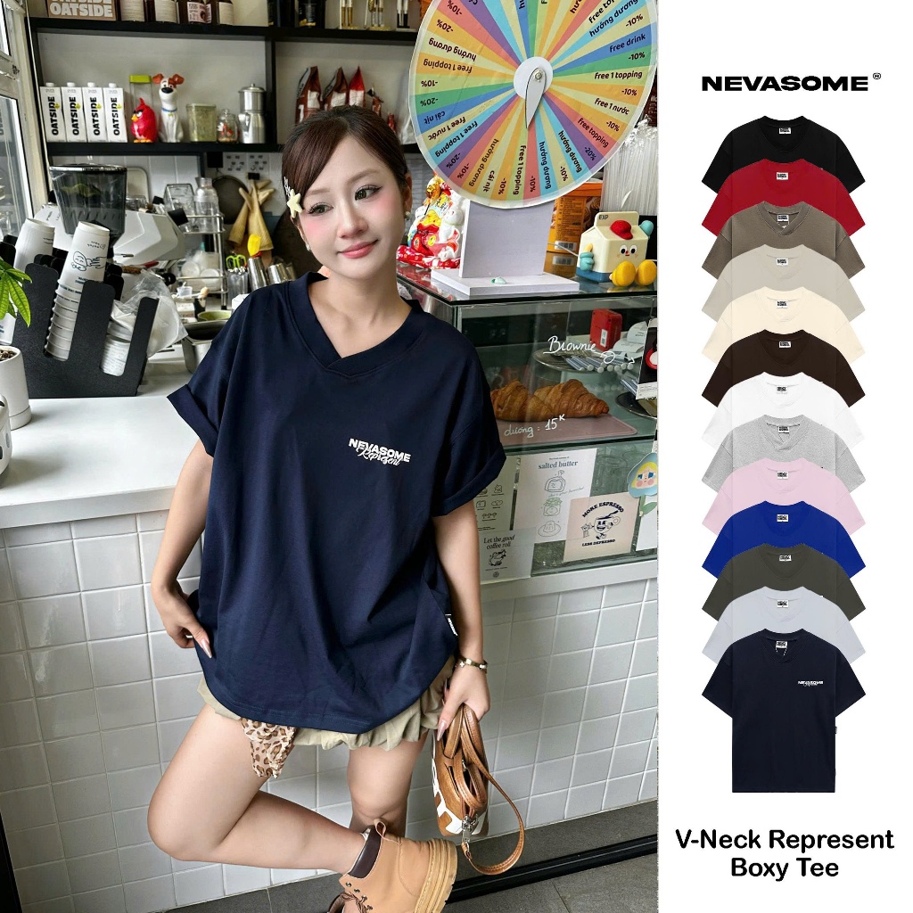 Áo Thun V - Neck Boxy Tee Represent Nevasome Cotton 250gsm Local Brand Tay Lỡ Form Boxy Rộng Nam Nữ