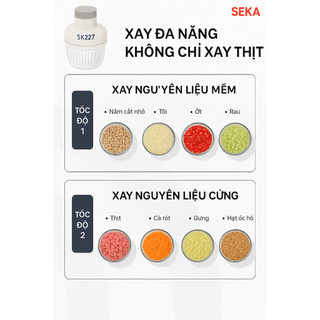 Máy xay thịt SEKA SK2289 cối inox & thuỷ tinh, công suất 500W, lưỡi dao thép không gỉ - mẫu mới