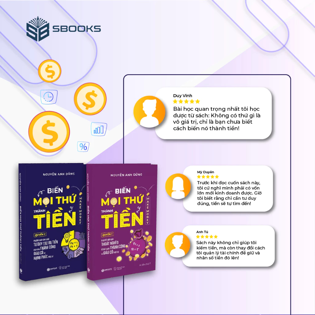 Sách - Combo 2 - 4 : Tư Duy Ngược + Tư Duy Mở + Biến Mọi Thứ Thành Tiền (Quyển 1 + 2) - SBOOKS