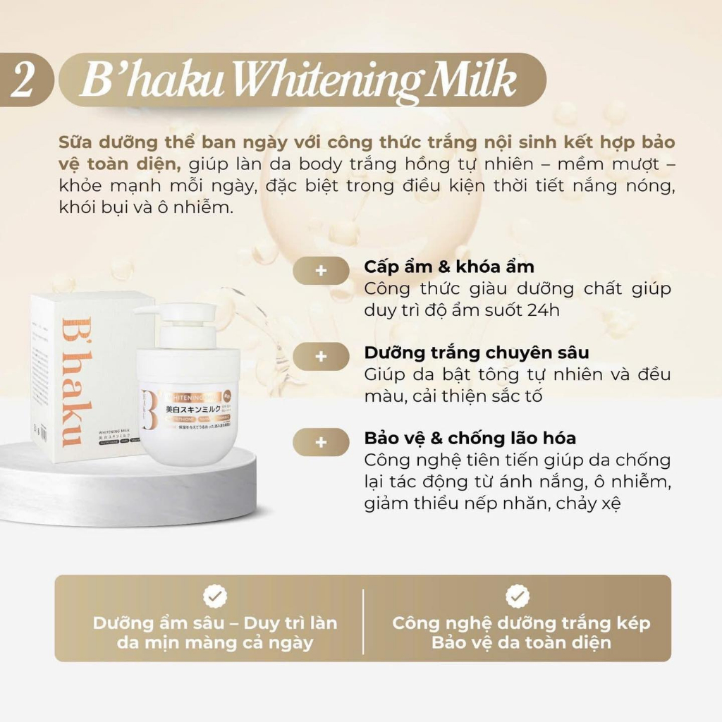 Combo Ủ Trắng Và Sữa Dưỡng Thể B’Haku Whitening Nhật Bản