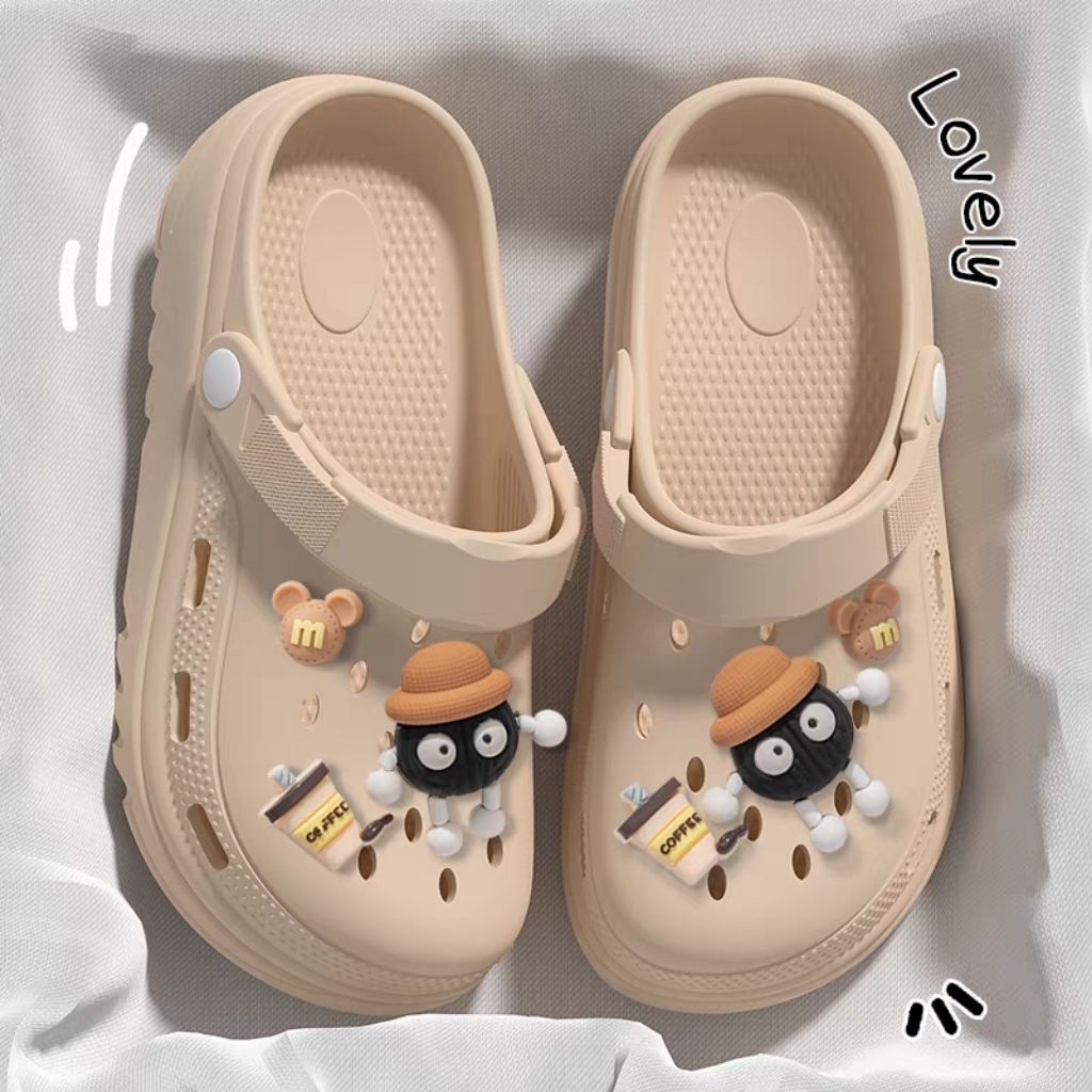 hàng có sẵn Giày sục cross đế 3cm chất liệu eva hình mắt to vô chi thắt dây HM026