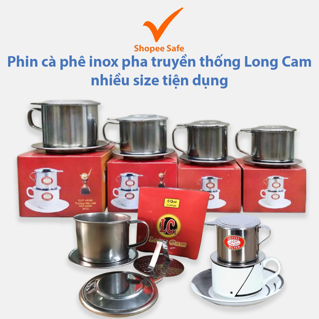 Phin cà phê inox pha truyền thống Long Cam lưới gài bền đẹp nhiều size ...