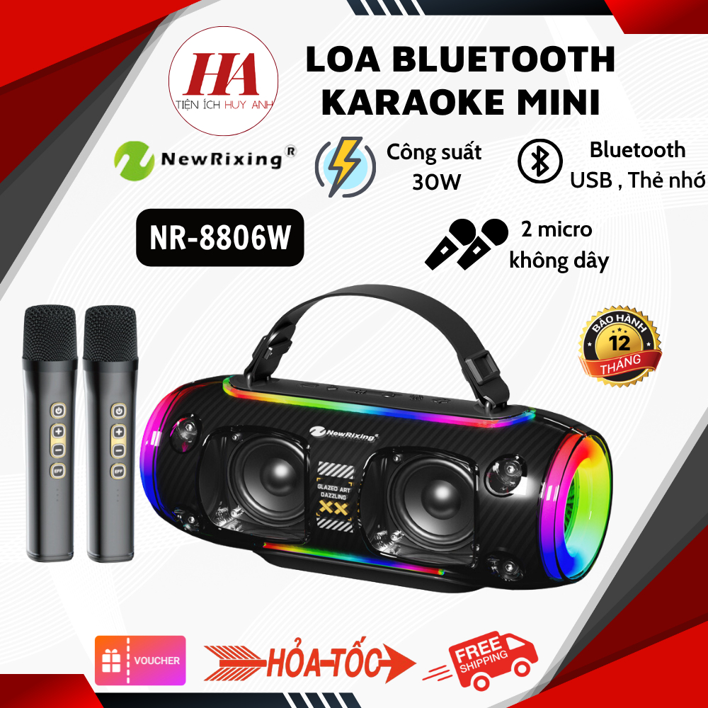 Loa Bluetooth Karaoke Kèm Micro NEWRIXING NR-8806W Công Suất 30W