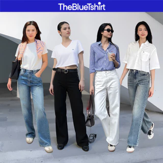 TheBlueTshirt - Quần jeans phom suông cạp cao ống quần đứng cho nữ - Straight A Jeans - Women