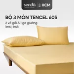 Bộ ga gối 3 món Lụa Tencel Sen Đá Bedding cao cấp trơn màu, set 2 vỏ gối, 1 ga giường bo chun 1m6 1m8 — ảnh 1