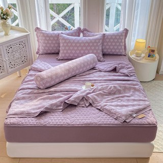 Bộ ga gối cotton đũi 5 món ga trần hoa, set 5 món đũi chăn hè ga trần bông hàng mềm mịn nhập khẩu cao cấp