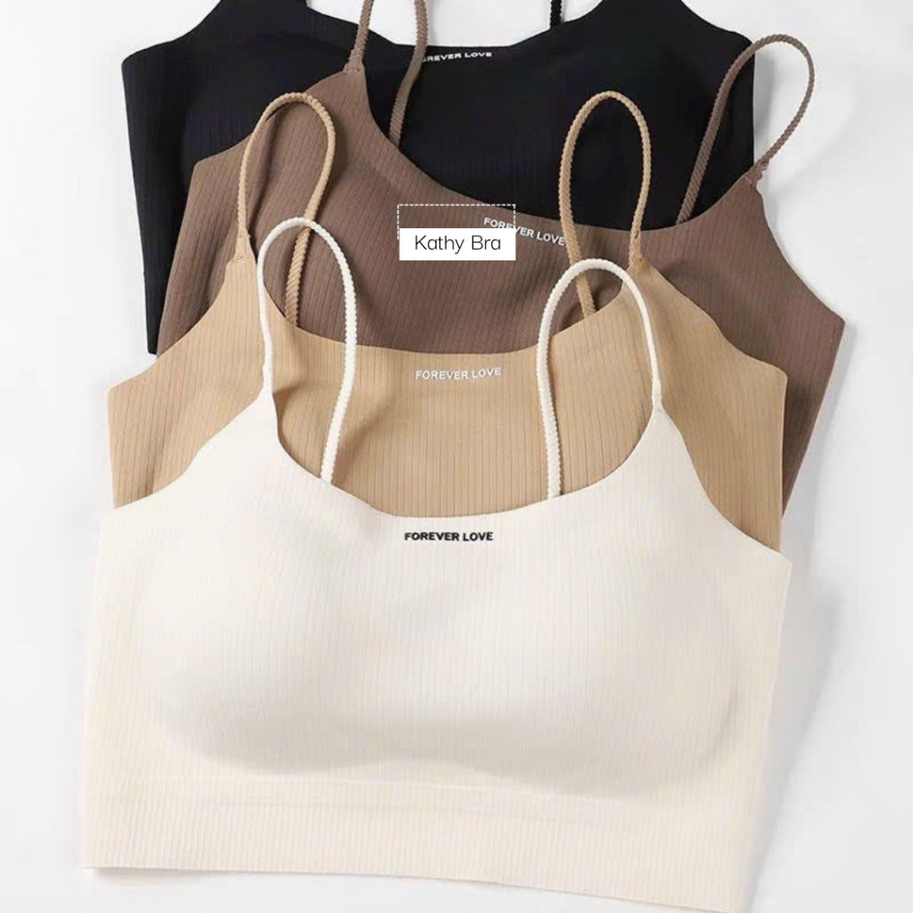 C10 [LOẠI 1] Áo Bra 2 Dây Basic KATHY BRA Chất Gân Tăm Co Dãn Tốt Có Đệm Mút Phối Đồ Siu Xinh | BigBuy360 - bigbuy360.vn