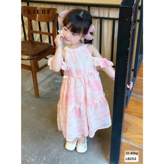 [B&G] Đầm váy công chúa màu hồng thiết kế vai lệch – tay rớt(kèm nơ tóc) cho bé gái từ 10-45kg