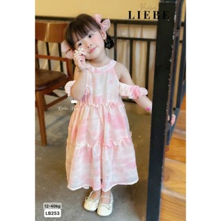 [B&G] Đầm váy công chúa màu hồng thiết kế vai lệch – tay rớt(kèm nơ tóc) cho bé gái từ 10-45kg