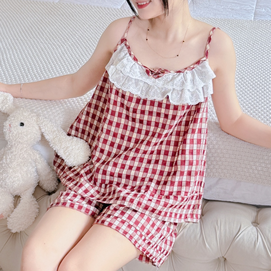 Bộ Đồ Ngủ Nữ Bigsize Dễ Thương 2 Dây Ren Tầng Vải Pha Nhung Mềm Thoáng Mát Mùa Hè - PONA