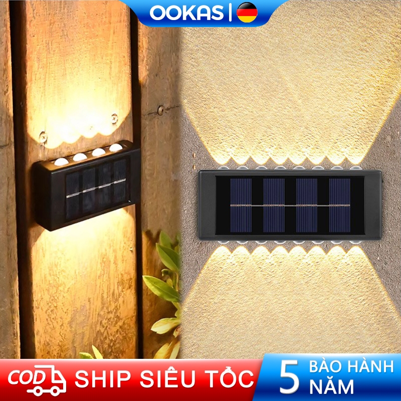 OOKAS LED đèn tường năng lượng mặt trời chống nước Đèn trang trí tòa nhà, sân vườn, tường