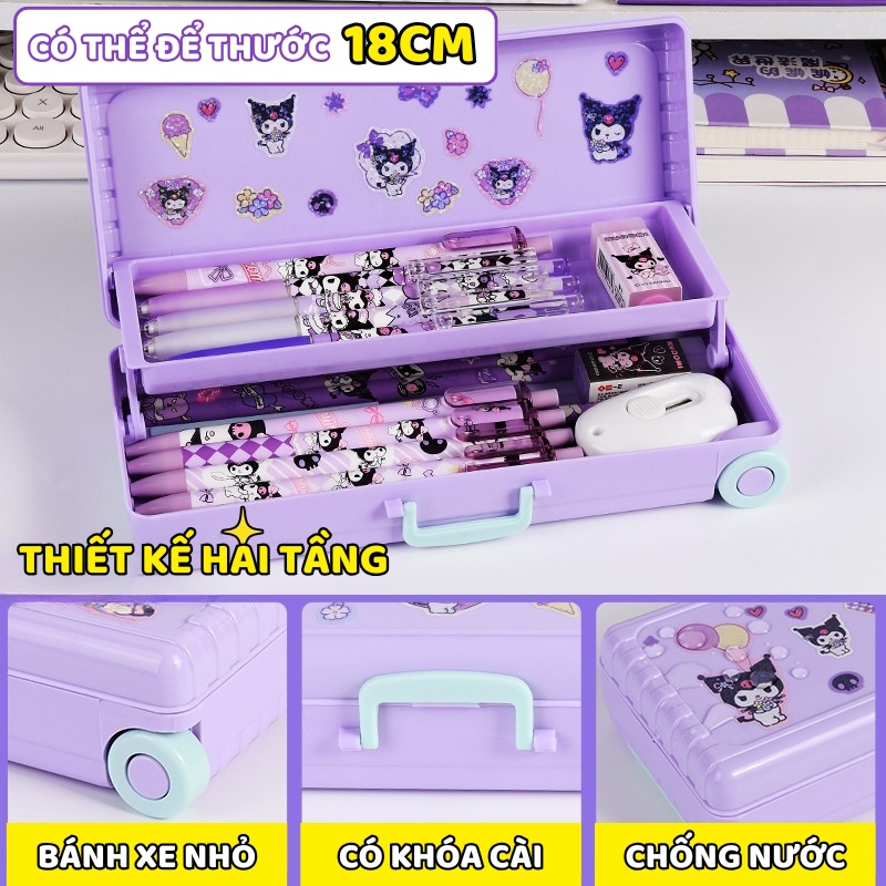 Hộp Bút Hình Vali Cute Nhiều Ngăn - Hộp Đựng Bút Chì Chia Ngăn, Tiện Lợi Cho Học Sinh, Sắp Xếp Đồ Dùng Gọn Gàng
