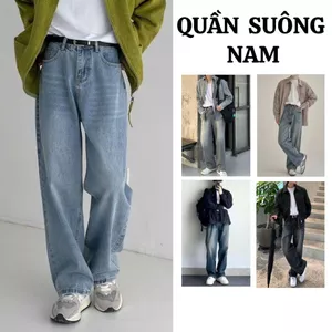 Quần jean nam ống suông FABUMAN màu xanh bạc retro phong cách bigsize chất jean mềm đứng form