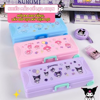 Hộp Bút Tay Kéo Hình Vali – Hộp Bút Thiết Kế 2 Tầng Mở Rộng, Màu Hồng Xinh, Đựng Gọn Gàng Đồ Học Tập Cho Bé