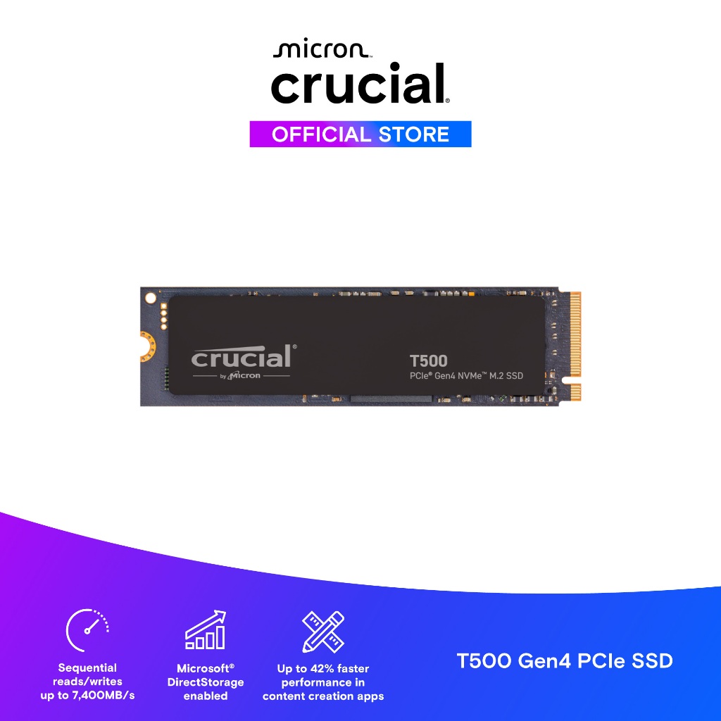 Crucial T500 1TB PCIe Gen4 NVMe SSD (có tản nhiệt) Hàng