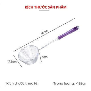 Vợt inox sâu lòng đa năng trụng bún phở nhúng lẩu chao vớt thức ăn tiện lợi nhiều cỡ